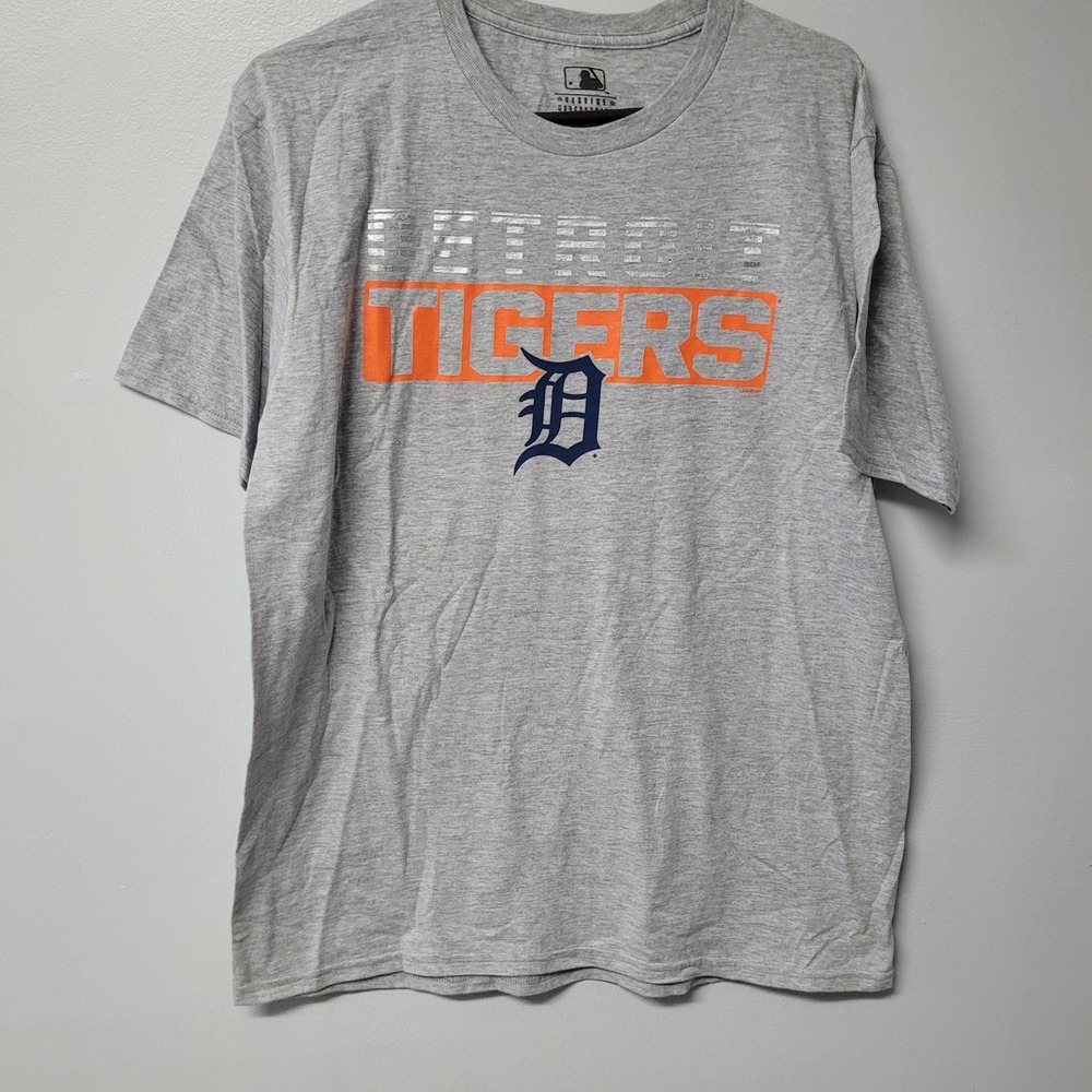 Detroit Tigers MLB Baseball T Shirt Mens M Short Sleeve Gray Orange Logo